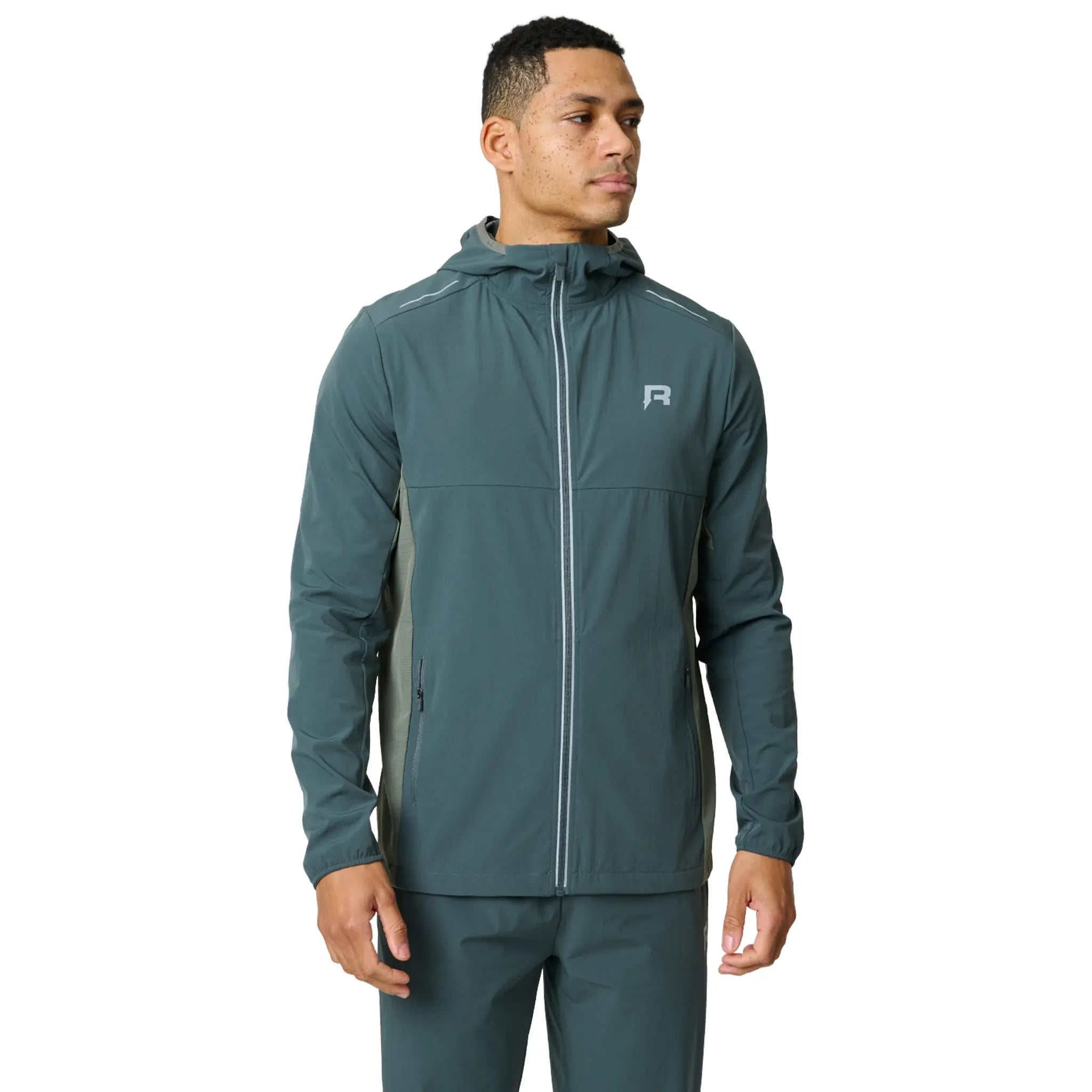 Front View of Reprimo Clima Shell Dark Moss Khaki Windbreaker REP261-104